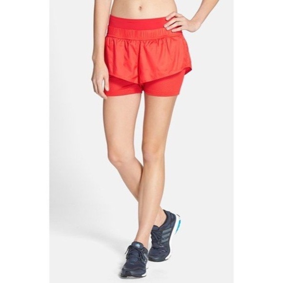 Stella McCartney Pants - Stella McCartney By Adidas Red Shorts 2 in one mesh layered Sz Small